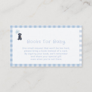 Schwarze Lab Welpe Blau Gingham Baby Shower Bücher Begleitkarte