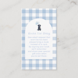 Schwarze Lab Welpe Blau Gingham Baby Shower Bücher Begleitkarte