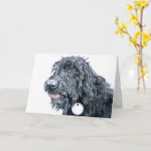 Schwarze Labradoodle Gruß-Karten Karte (Gelbe Blume)