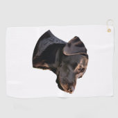 Schwarze Labrador-Aufkleber 2 Golfhandtuch (Horizontal)