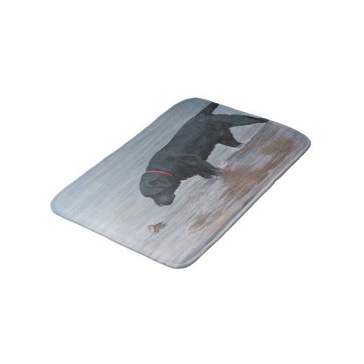 Schwarze Labrador Badematte (Schrägansicht)