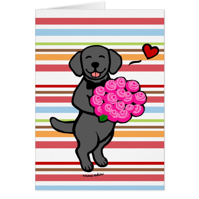 Schwarze Labrador-Cartoon-Rosen (Vorne)