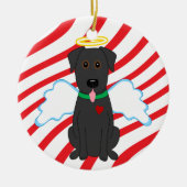Schwarze Labrador-Engels-Weihnachtshundeverzierung Keramik Ornament (Vorne)