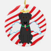Schwarze Labrador-Engels-Weihnachtshundeverzierung Keramik Ornament (Hinten)