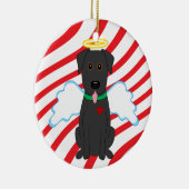 Schwarze Labrador-Engels-Weihnachtshundeverzierung Keramikornament (Rechts)