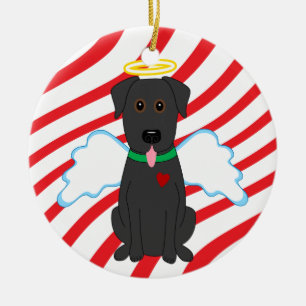 Schwarze Labrador-Engels-Weihnachtshundeverzierung Keramikornament