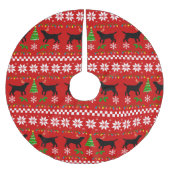 Schwarze Labrador-Geweih-hässliches Polyester Weihnachtsbaumdecke (Vorderseite)