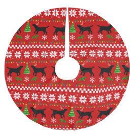 Schwarze Labrador-Geweih-hässliches Polyester Weihnachtsbaumdecke