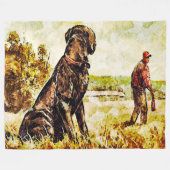 Schwarze Labrador-Hundeenten-Trainings-Kunst Fleecedecke (Vorderseite (Horizontal))