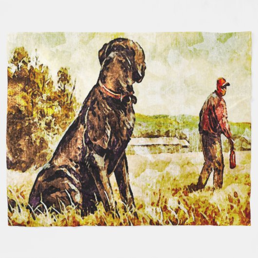 Schwarze Labrador-Hundeenten-Trainings-Kunst Fleecedecke (Vorderseite (Horizontal))