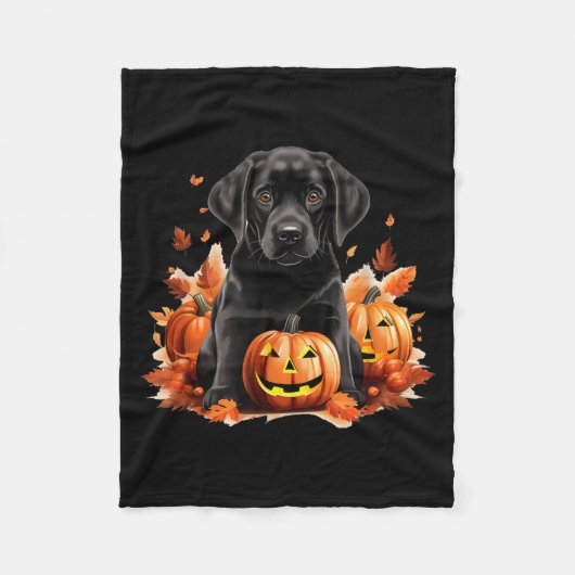 Schwarze Labrador-Hundemutter Vater Halloween Herb Fleecedecke (Vorderseite)