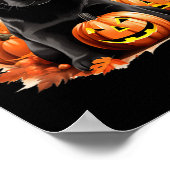 Schwarze Labrador-Hundemutter-Vater-Halloween-Herb Poster (Ecke)
