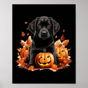 Schwarze Labrador-Hundemutter-Vater-Halloween-Herb Poster