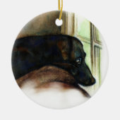 Schwarze Labrador-Hundeverzierung Keramik Ornament (Vorne)