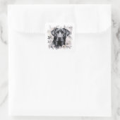 Schwarze Labrador-Hundkleber Quadratischer Aufkleber (Tasche)