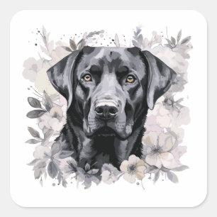 Schwarze Labrador-Hundkleber Quadratischer Aufkleber