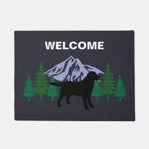 Schwarze Labrador-Kontur-immergrüne Baum-Fußmatt Fußmatte