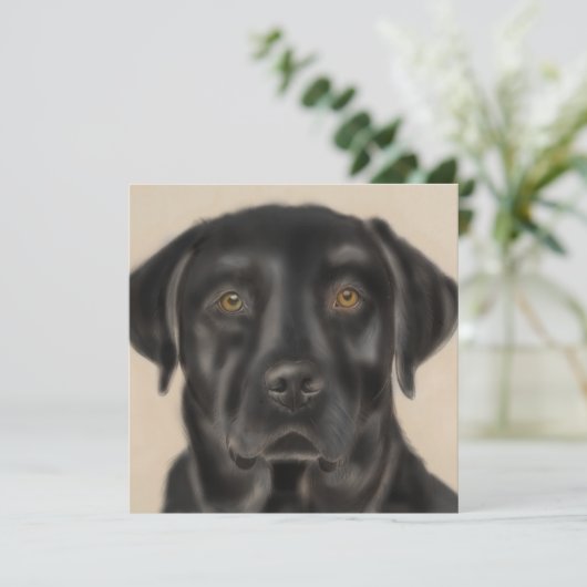 Schwarze Labrador-Kunstkarte (Stehend Vorderseite)