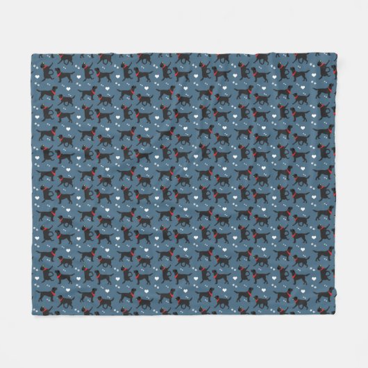 Schwarze Labrador Labrador Retriever Blue Pattern Fleecedecke (Vorderseite (Horizontal))