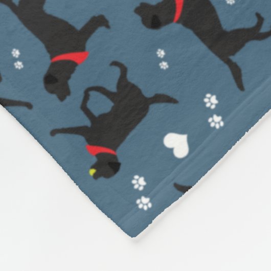 Schwarze Labrador Labrador Retriever Blue Pattern Fleecedecke (Ecke)