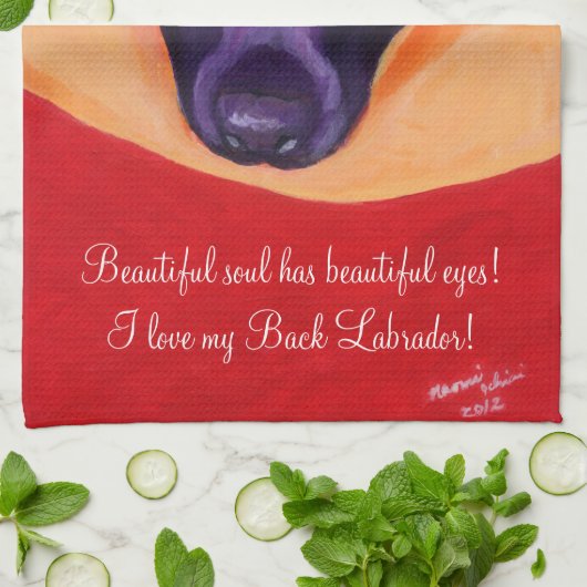 Schwarze Labrador-Malerei Geschirrtuch (Gefaltet)