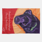 Schwarze Labrador-Malerei Geschirrtuch (Horizontal)