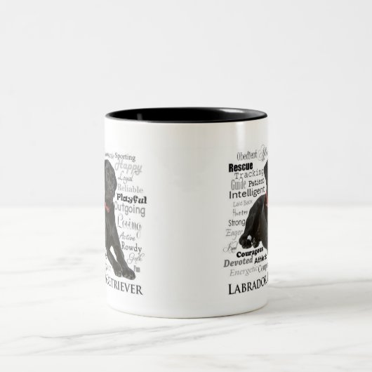 Schwarze Labrador-Merkmal-Tasse Zweifarbige Tasse (Mittel)
