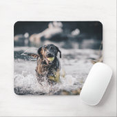 Schwarze Labrador-Plays holen Wasser Mousepad (Mit Mouse)