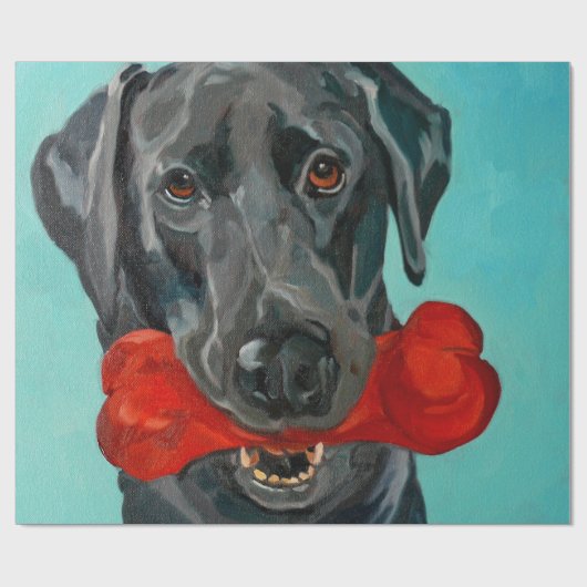 Schwarze Labrador-Porträt-Geschenk-Verpackung Geschenkpapier (Flach)