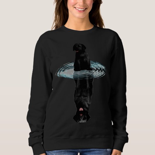 Schwarze Labrador-Reflektion für Hundebesitzer Sweatshirt (Vorderseite)