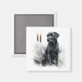 Schwarze Labrador Retriever Aquarell-Kunst Magnet (Vorderseite/Rückseite)