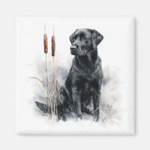 Schwarze Labrador Retriever Aquarell-Kunst Magnet