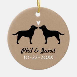 Schwarze Labrador-Retriever mit Herzen und Text Keramik Ornament