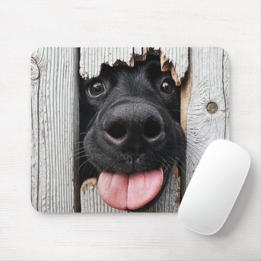 Schwarze Labrador-Retriever-Nase im Holzloch Mousepad (Mit Mouse)