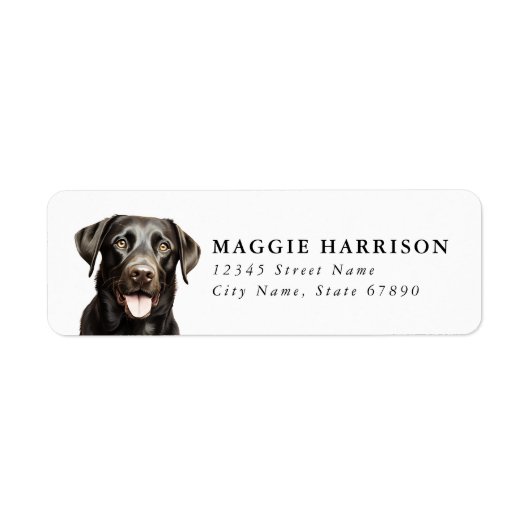 Schwarze Labrador Retriever Rücksende-Adressetiket (Vorne)