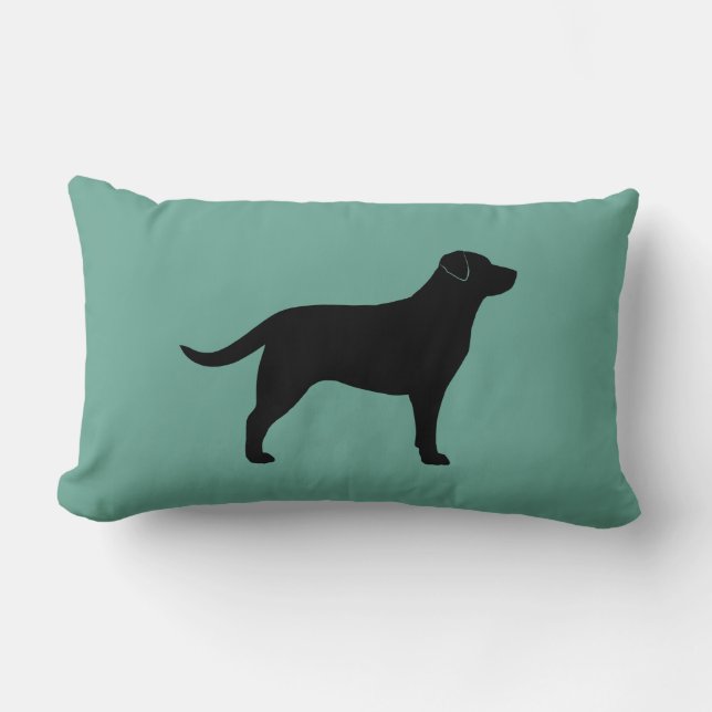 Schwarze Labrador Retriever Silhouette dekorativ Lendenkissen (Vorderseite)