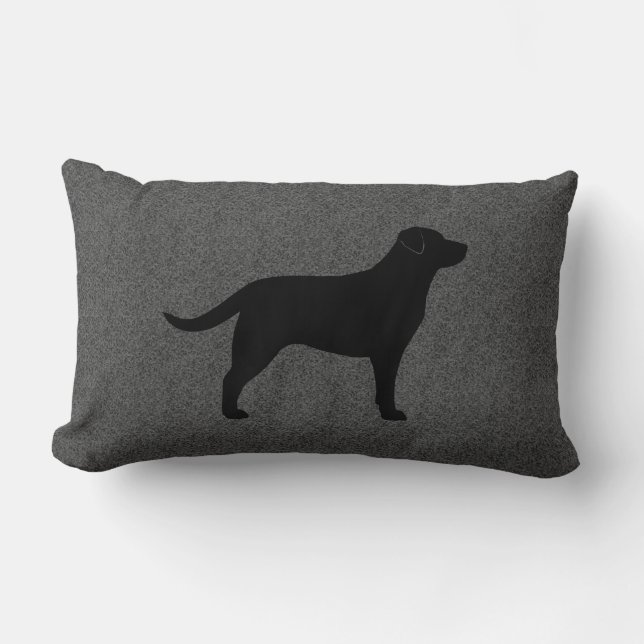 Schwarze Labrador-Retriever-Silhouette dekorativ Lendenkissen (Vorderseite)