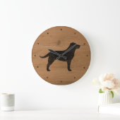 Schwarze Labrador Retriever Silhouette Große Wanduhr (Zuhause)