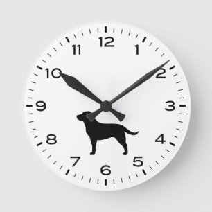 Schwarze Labrador Retriever Silhouette Runde Wanduhr