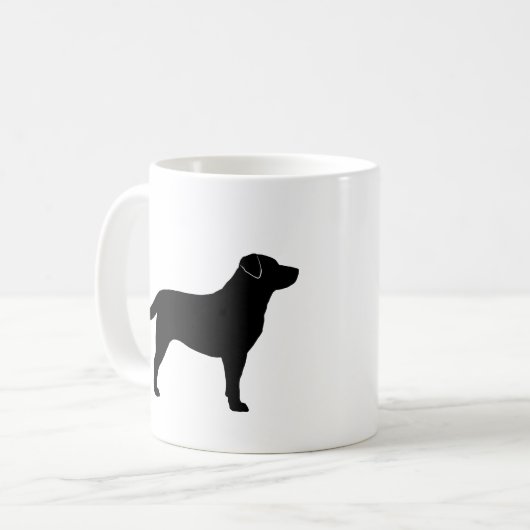 Schwarze Labrador Retriever Silhouetten Kaffeetasse (Vorderseite Links)
