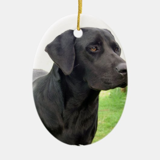 Schwarze Labrador retriever-Verzierung Keramikornament (Vorne)