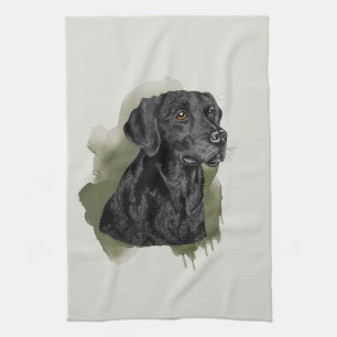 Schwarze Labrador Retriever Wasserfarben-Hundekuns Geschirrtuch