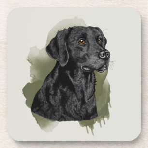 Schwarze Labrador Retriever Wasserfarbenkunst auf  Getränkeuntersetzer