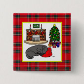 Schwarze Labrador-Retriever-WeihnachtsButtone Button (Vorderseite)