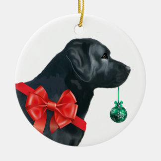 Schwarze Labrador retriever-Weihnachtsverzierung Keramik Ornament