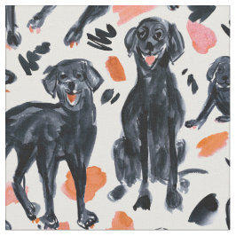 SCHWARZE LABRADOR RETRIEVERE Aquarellfarbenfarbene Stoff