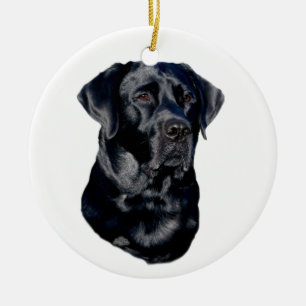 Schwarze Labrador retrieverhauptverzierung Keramikornament