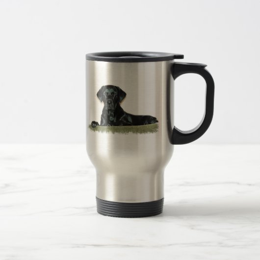 Schwarze Labrador-rostfreier Stahl-Reise-Tasse Reisebecher (Rechts)