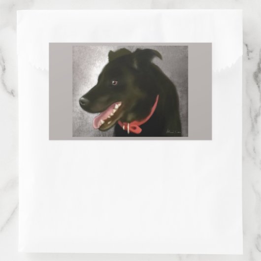 Schwarze Labrador-Sticker Rechteckiger Aufkleber (Tasche)