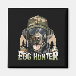 Schwarze Labrador Tarnkappe Ei Jäger Vintage Oster Magnet